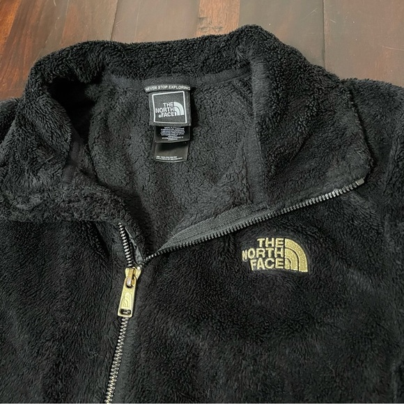 North Face Jacket Womens Medium Black And Gold Fleece Teddy Osito Fuzzy Full Zip - Picture 2 of 7